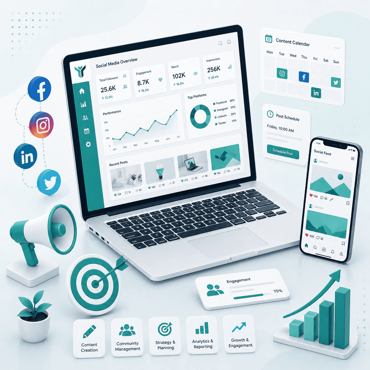 Social media management preview